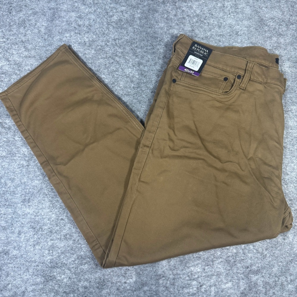 Banana Republic Mens 5-Pocket Pants Brown Stretch Straight Leg 40x30 NEW